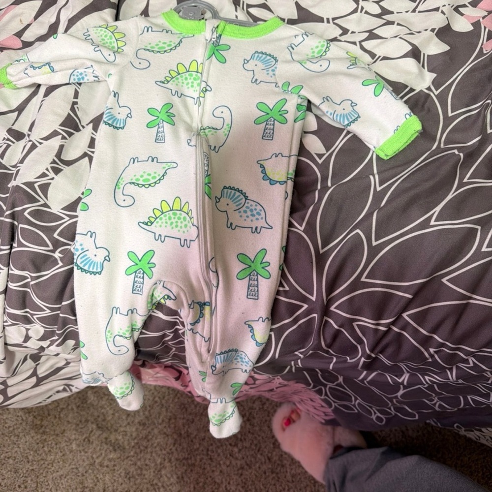 Dinosaur Adventure Kids Footie - Green and White